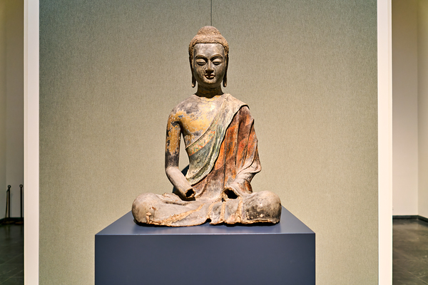 Buddha statue at the Mets Asian art gallery Print