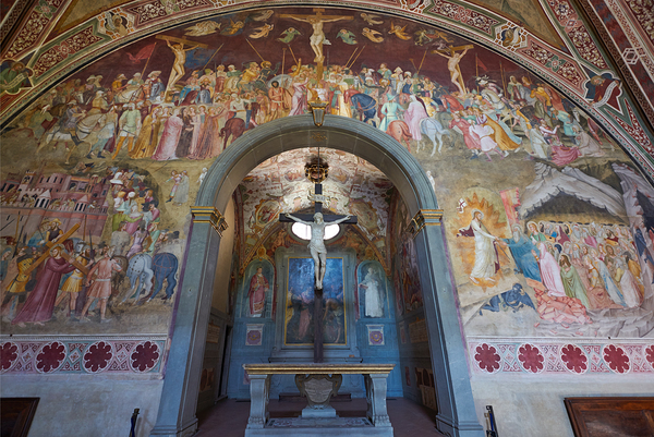 Santa Maria Novella church interior with historical art in Flore Print