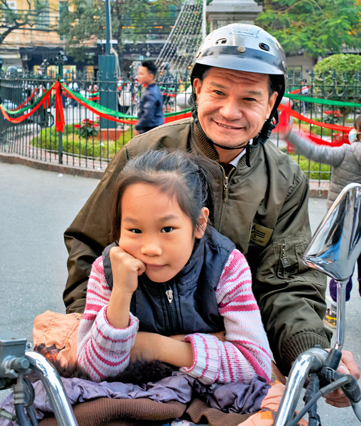 Grandfather and granddaughter share a moment in Hanoi Print