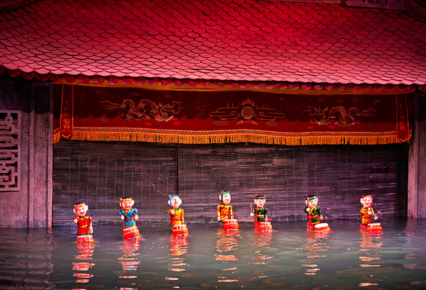 Puppet show in Hanoi showcasing traditional Vietnamese art Print