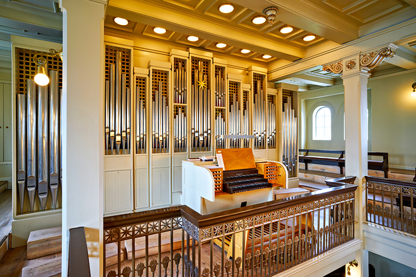 Domkirkjan Church organ in Reykjavik Iceland during a service Print