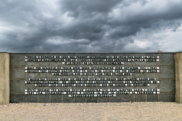 Memorial wall at Dachau concentration camp in Munich Germany Print
