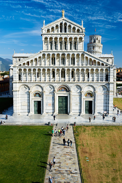 Piazza dei Miracoli in Pisa with Cathedral and Leaning Tower Print