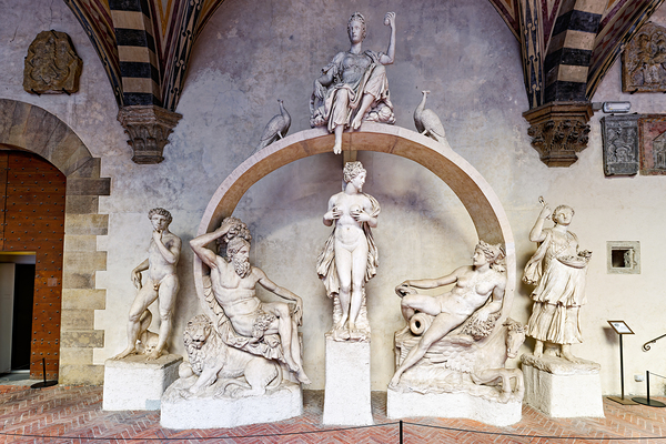 Sculptures at Museo Nazionale del Bargello in Florence Print