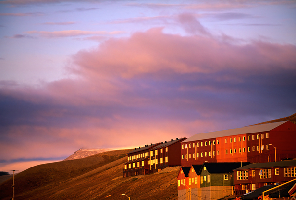 Sunset over longyearbyen in svalbard archipelago norway Digital Download