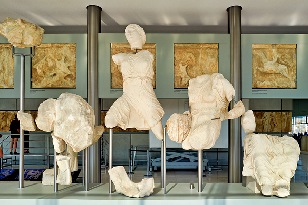 Sculptures at the acropolis museum in athens greece Print