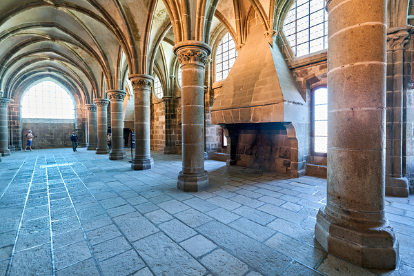 Interior view of Mont Saint Michel abbey in Normandy France by Marco Brivio