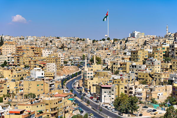 Cityscape view of Amman Jordan with buildings and roads Print