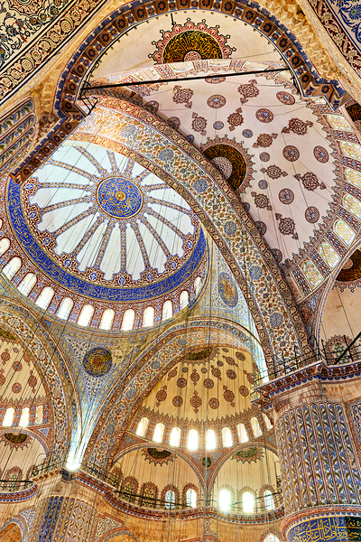 Beautiful view of the interior of the Blue Mosque in Istanbul Print