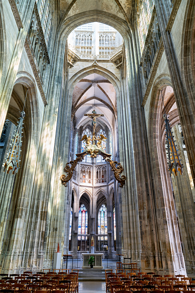 Saint Maclou church interior in Rouen Normandy France on a quiet Print