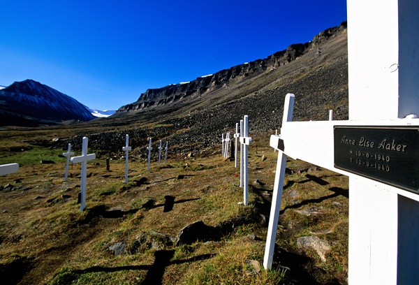 Memorial site in Longyearbyen Svalbard Archipelago Norway Print