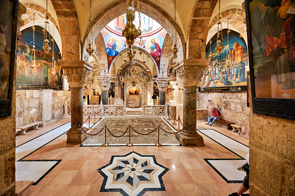 Visit to the church of the Holy Sepulchre in Jerusalem during th Print