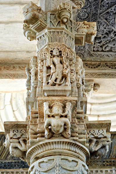 Jain temples in Ranakpur display intricate carvings and sculptur Print