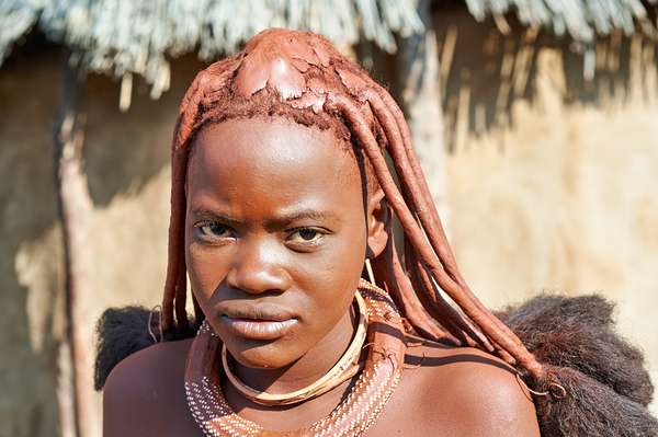 Himba woman in traditional hair headdress in Kunene Region of Na Print