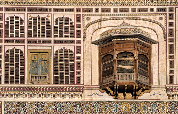 Historic house facade in Samarkand shows ancient design Print