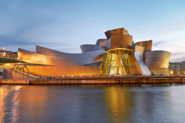 Guggenheim Museum shines at night in Bilbao Spain Print