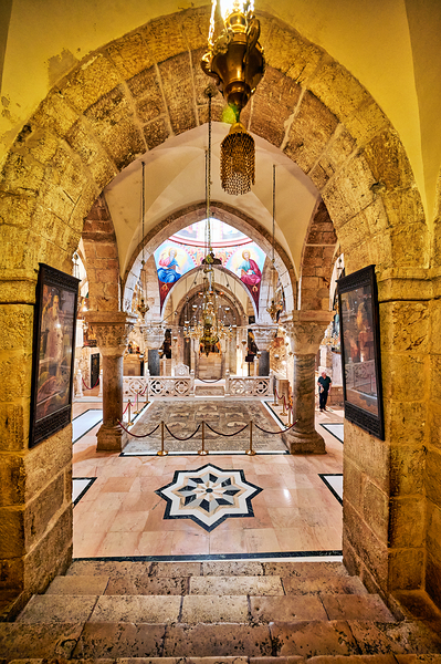 Exploring the church of the Holy Sepulchre in Jerusalem Israel Print