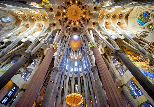 Inside Basílica de la Sagrada Família Barcelona by Marco Brivio