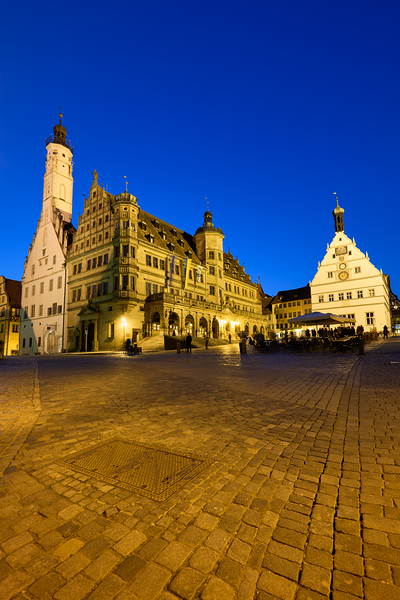 Market square in Rothenburg ob der Tauber during sunset Print