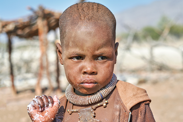 Portrait of a child from Himba Village in Kunene Region of Namib Print