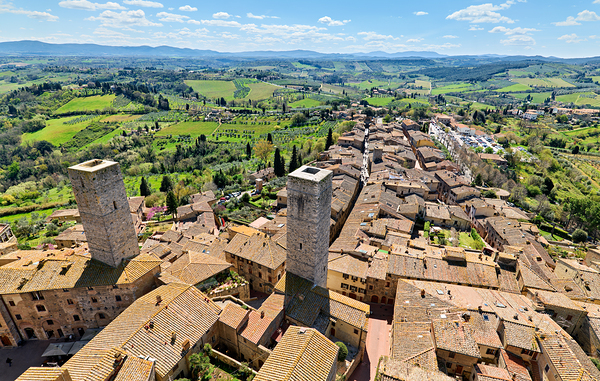 Visit San Gimignano from above in Tuscany Italy Print
