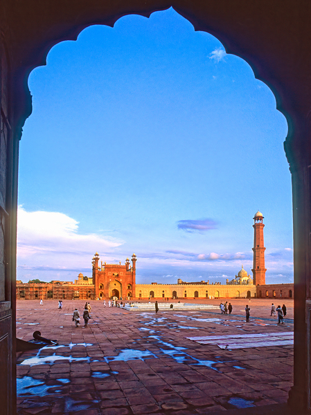 View of Badshahi Mosque in Lahore at sunset by Marco Brivio
