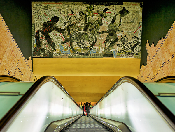 Toledo station view in Naples Metro with artwork above Print