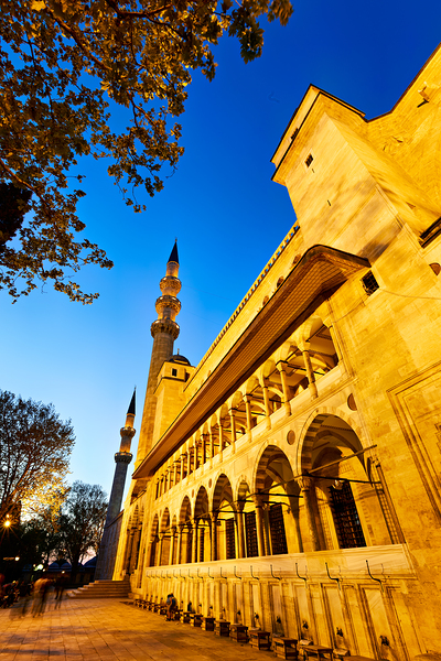 Suleymaniye Mosque at night in Istanbul Turkey Print
