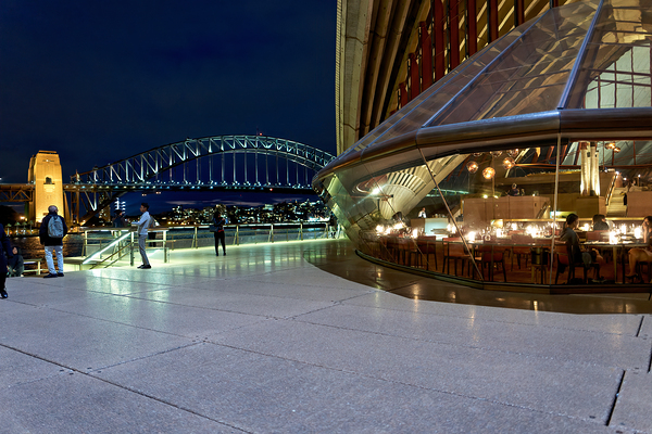 Sydney Opera House and Harbour Bridge at night. Print
