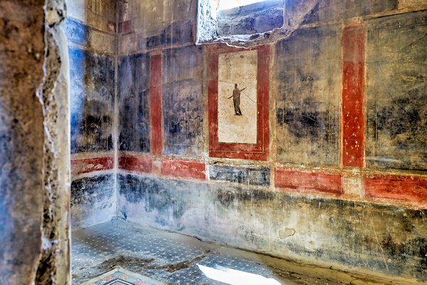 Exploring ancient wall paintings in Pompeii in Naples Campania I Print