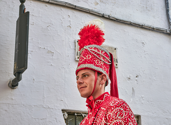 Apulia Puglia Italy. Ostuni. Festival of Saint Orontius. The cavalcata a procession of horses in the streets of the town Print
