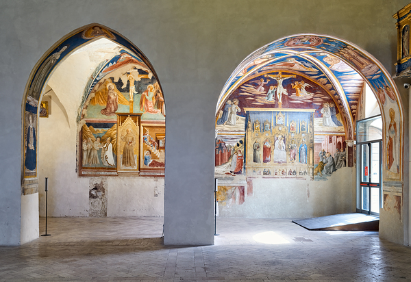 Montefalco Umbria Italy. San Francesco Church frescoed by Benozzo Gozzoli Print