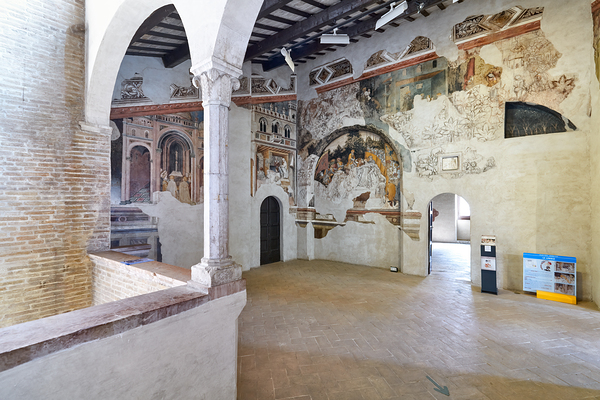 Foligno Umbria Italy. Frescoes at Trinci Palace Palazzo Trinci a patrician residence and museum. Print