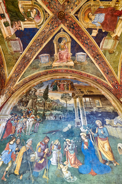 Spello Umbria Italy. Baglioni Chapel frescoed by Pinturicchio in Santa Maria Maggiore Church Print