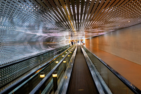 The walkway connecting East and West Buildings of the National Gallery of Art. Washington D.C. Print