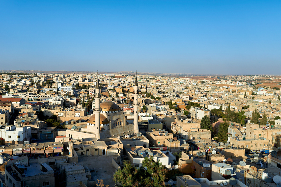 High view of Madabas cityscape in Jordan  Print