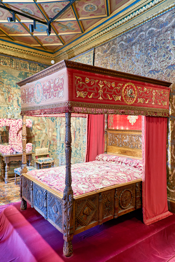 Historic bed at Chateau de Chenonceau in France  Print