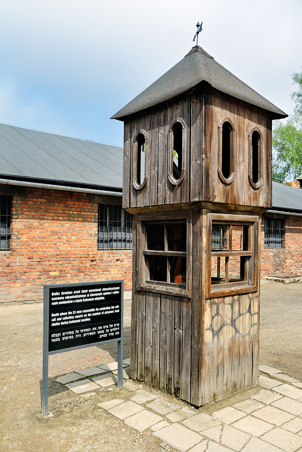 Visiting the Auschwitz concentration camp in Krakow Poland  Print