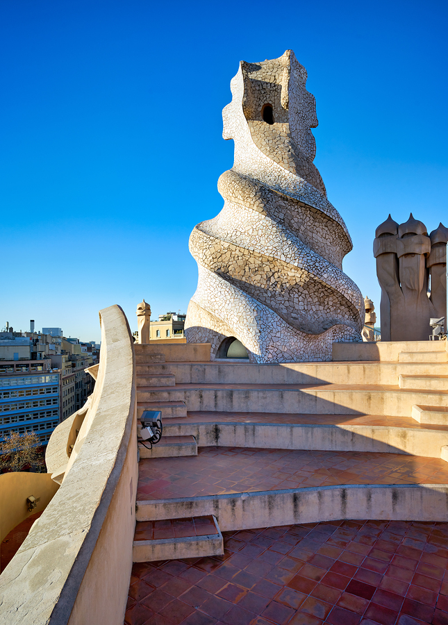 Rooftop views of Casa Mila in sunny Barcelona  Print