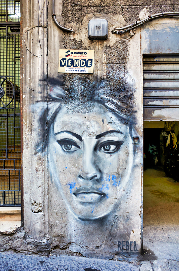 Graffiti of sofia loren in naples spanish quarters  Print