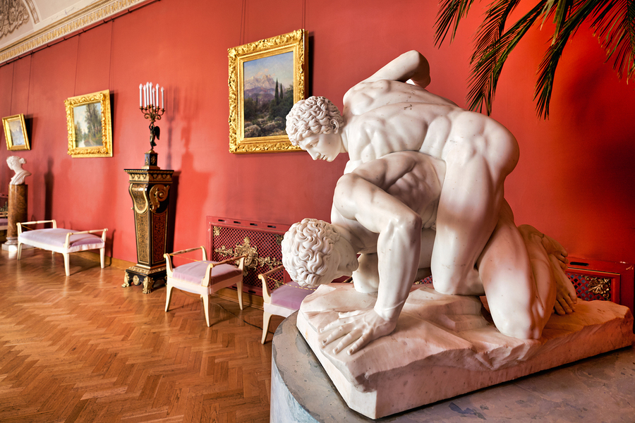 Sculpture of wrestlers in Yusupov Palace in St. Petersburg  Print