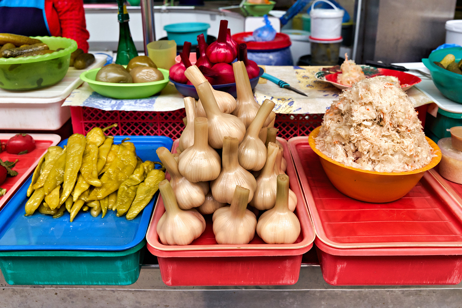 Fresh veggie stalls in Saint Petersburg  Print
