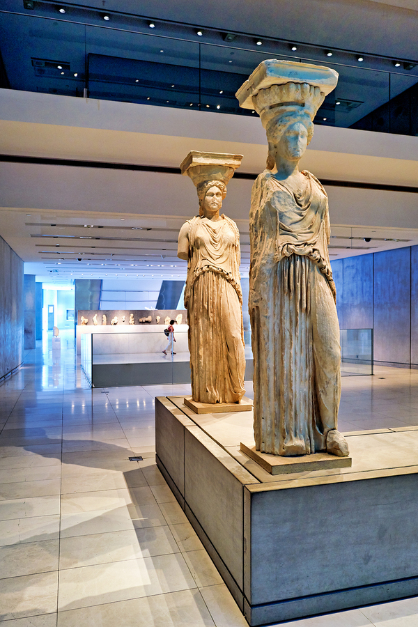 Caryatids on display in Acropolis Museum in Athens Greece  Print