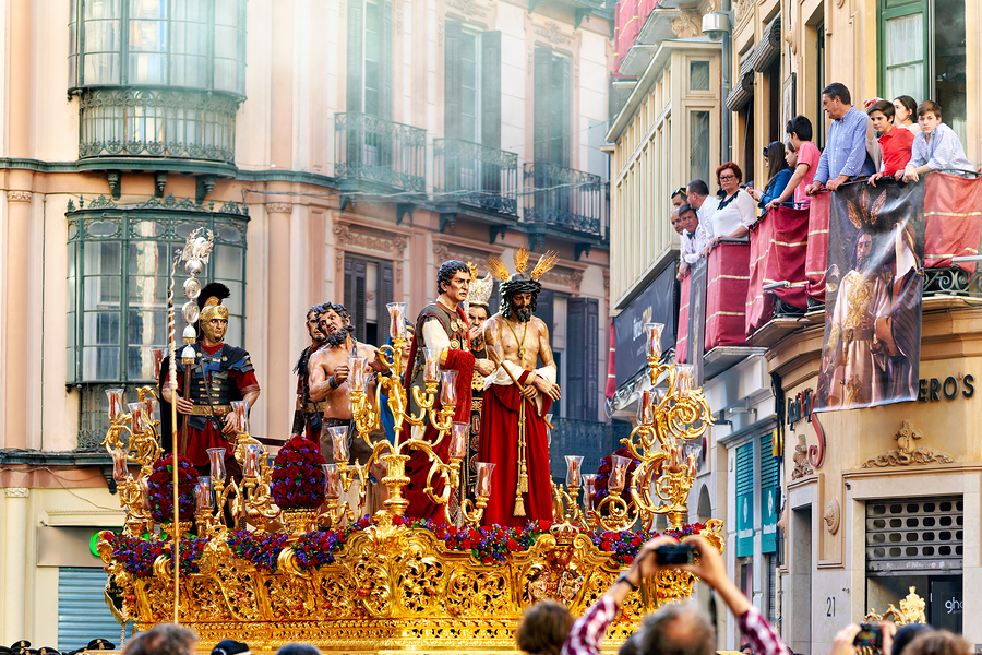 Procession during Easter Holy Week in Malaga Andalusia  Print