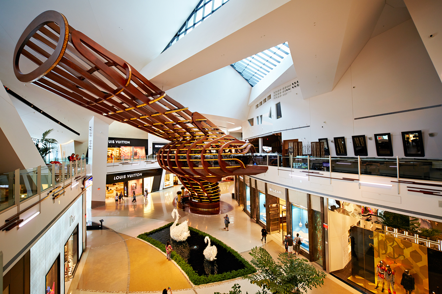 Visitors explore Crystals Mall at City Center in Las Vegas  Print