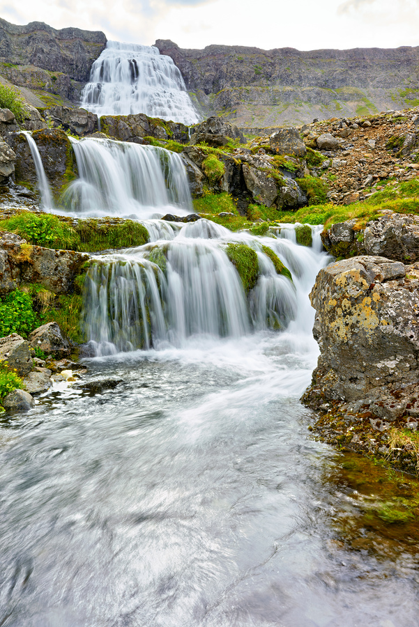 Gongumannafoss waterfall in Iceland with flowing water  Print