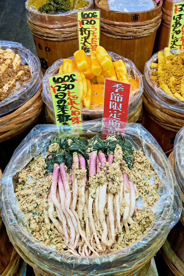 Colors and activities at Nishiki Market in Kyoto Japan  Print