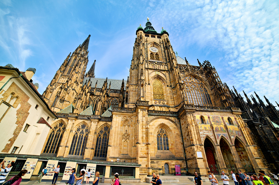 Majestic St. Vitus Cathedral Prague under a blue sky.  Print
