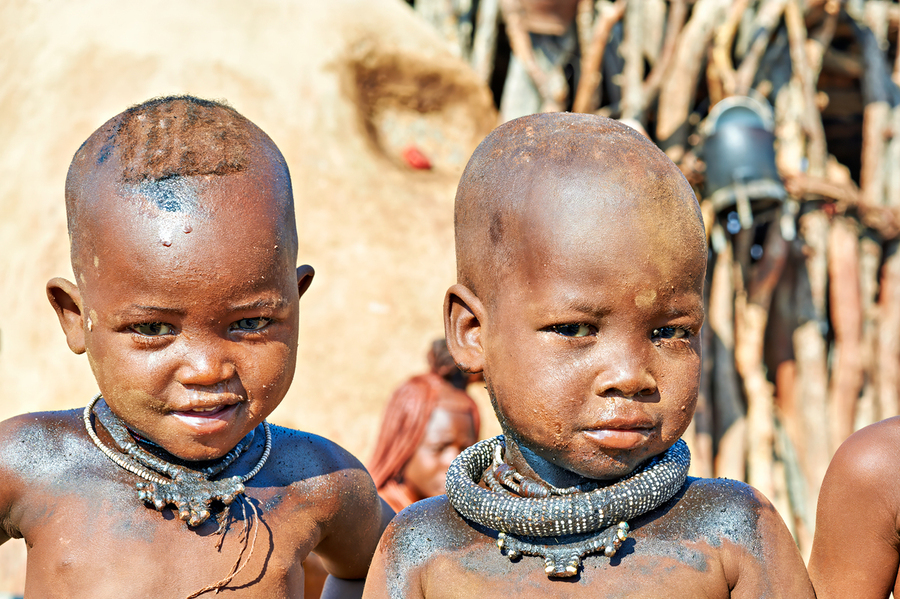 Children in himba village of kunene region namibia  Print