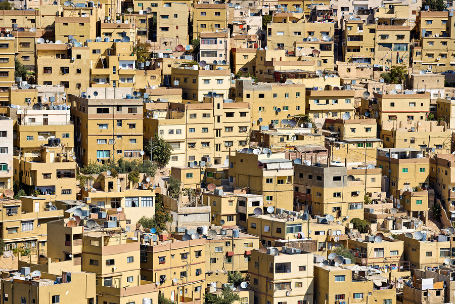 Cityscape of Amman Jordan with many yellow buildings  Print